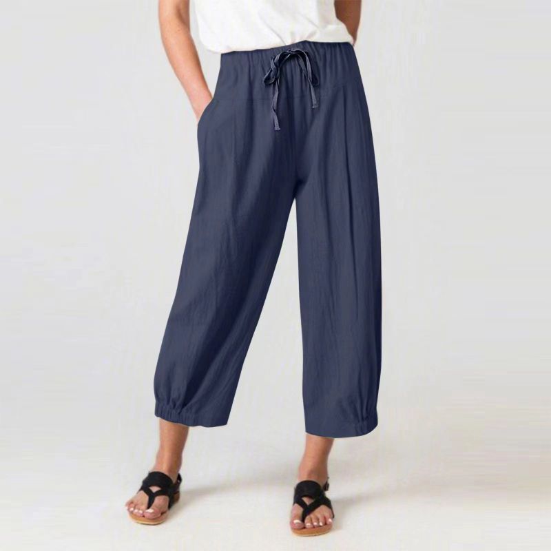 Pantalones cortos casuales de lino y algodón para mujer