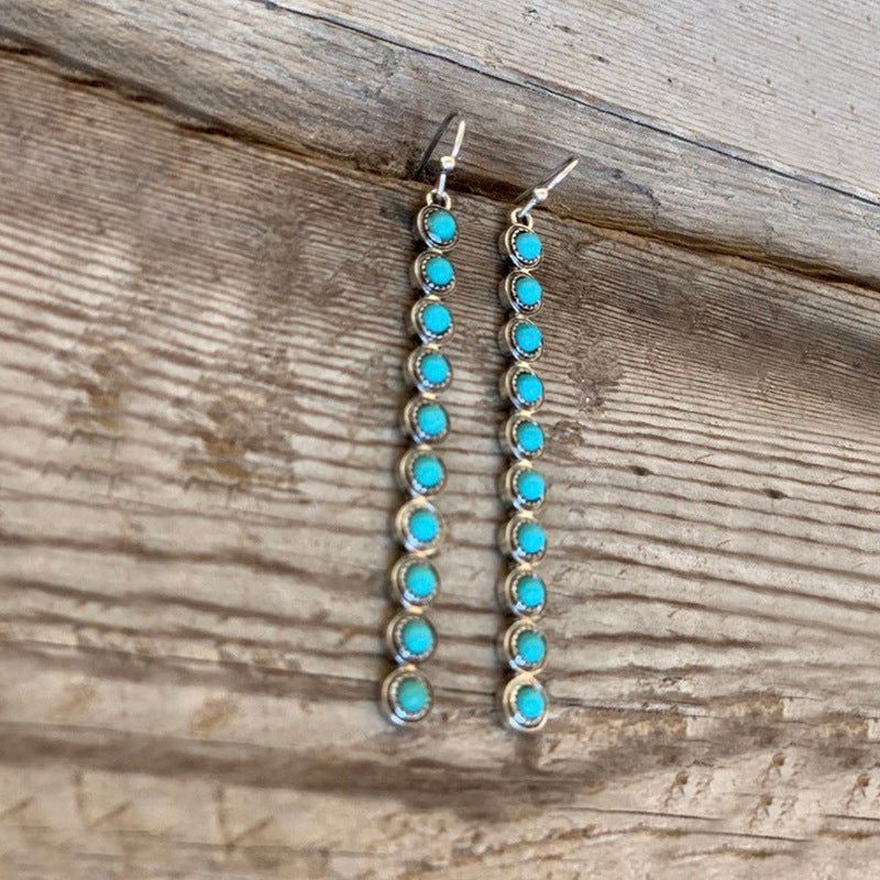 Boucles d'oreilles longues bohèmes turquoise pour femmes