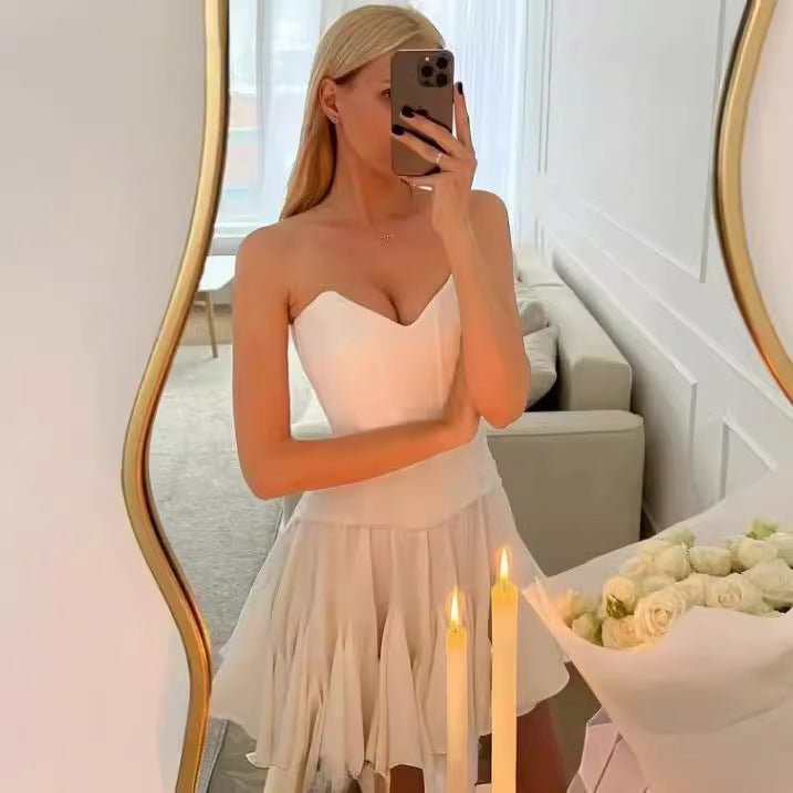 Falda con volantes de color liso a la moda de verano para mujer