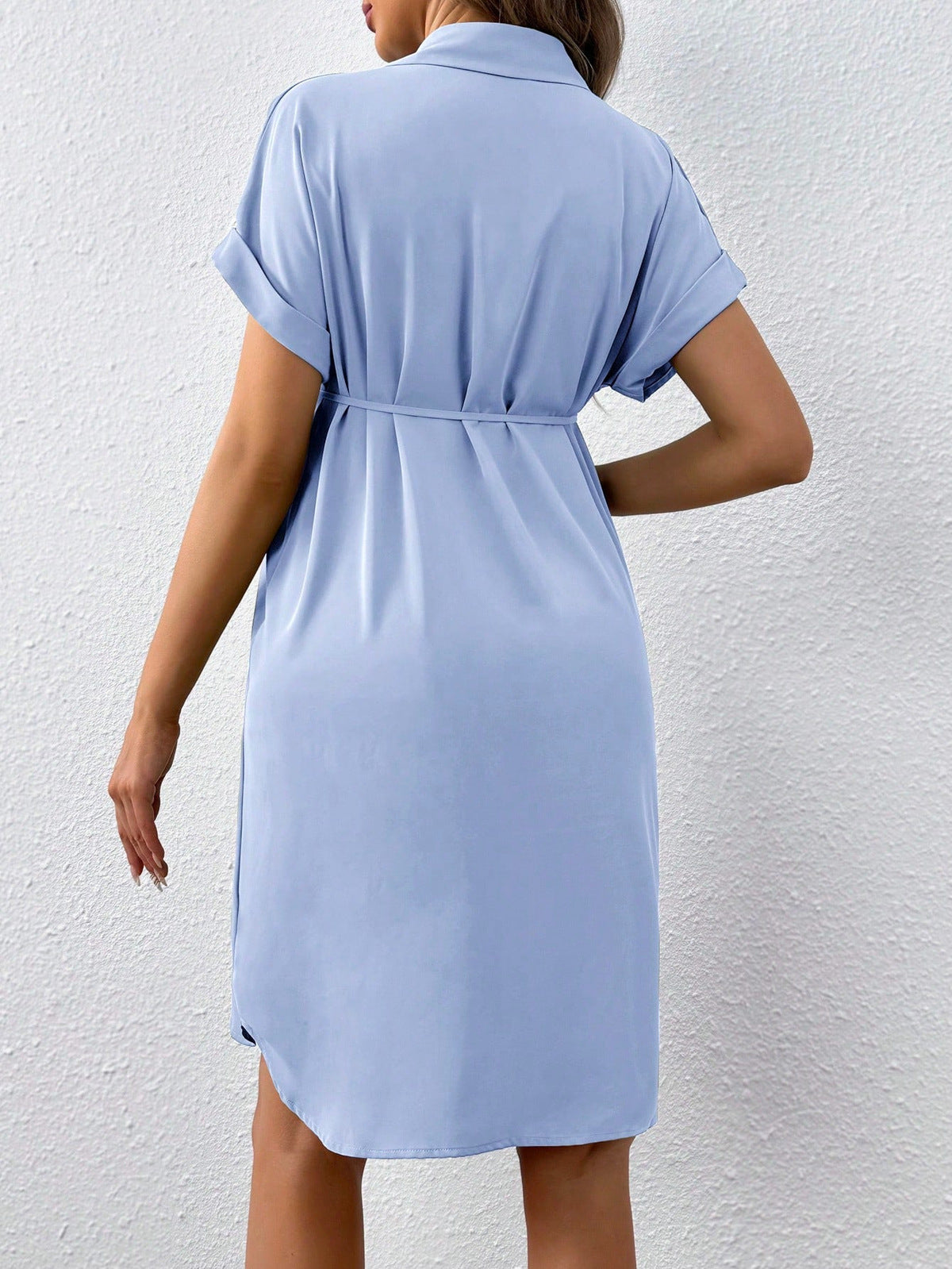 Casual Solid Color Lapel Dress for Pregnant Women
