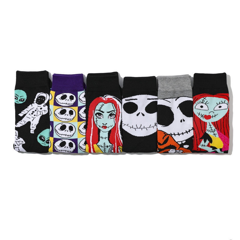 Calcetines unisex de moda con diseño de calaveras divertidas de Halloween