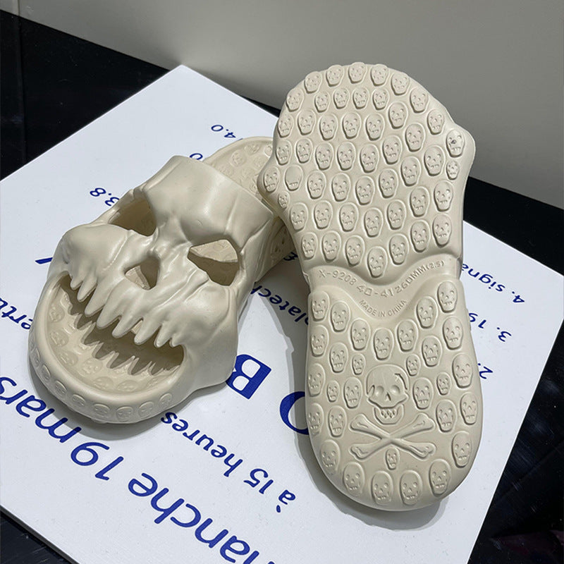 Sandales à semelle épaisse pour hommes, couleur unie, motif tête de mort