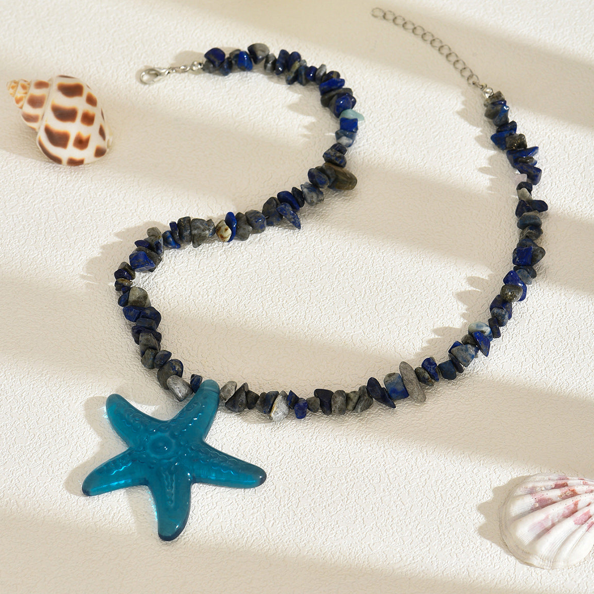 Bohemian Natural Gravel Beaded Starfish Sea Necklace