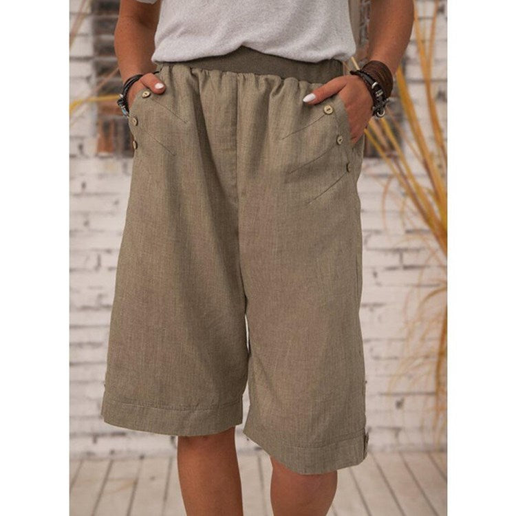 Women'S Fashion Casual Cotton Linen Cropped Pants