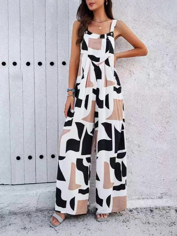 Women Casual Printed Wide-Leg Jumpsuits