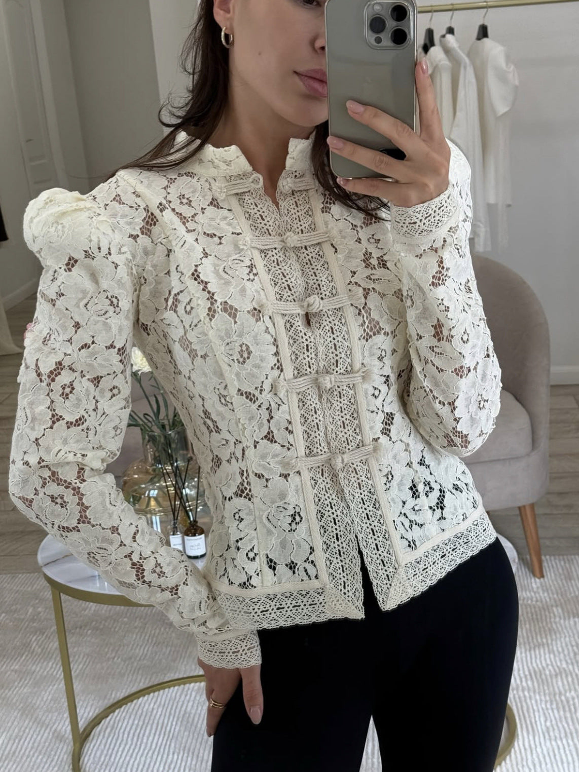 Summer Fashion Lace Crochet Slim-Fit Shirt Blouse