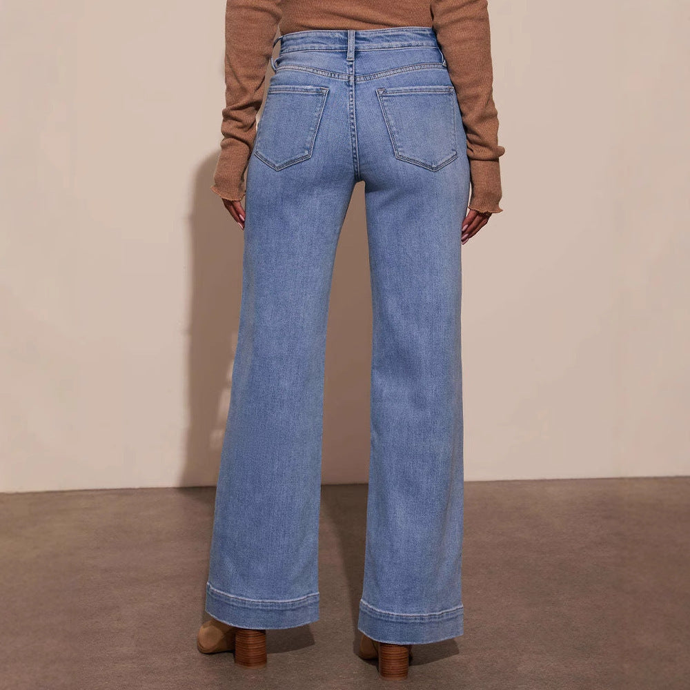Jean droit à jambe large et rétro pour femme