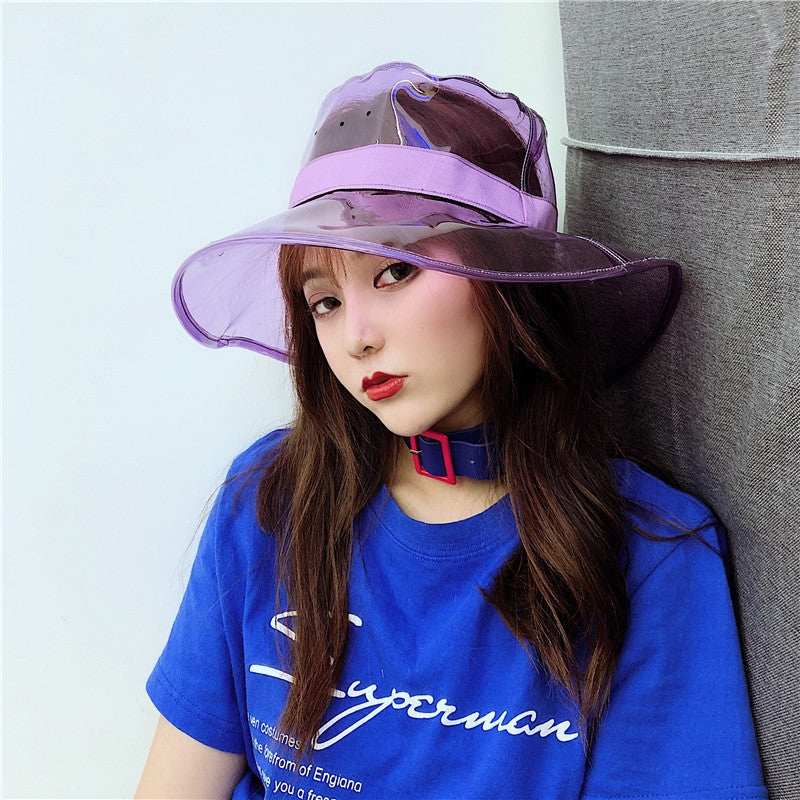 Sombreros de pescador con sombrilla de PVC transparente y creativos a la moda para mujer