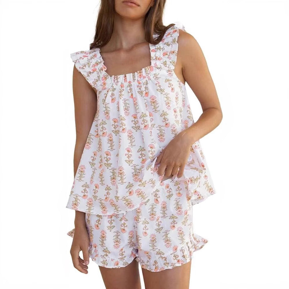 Women Floral Breathable Sleeveless Pajama Set