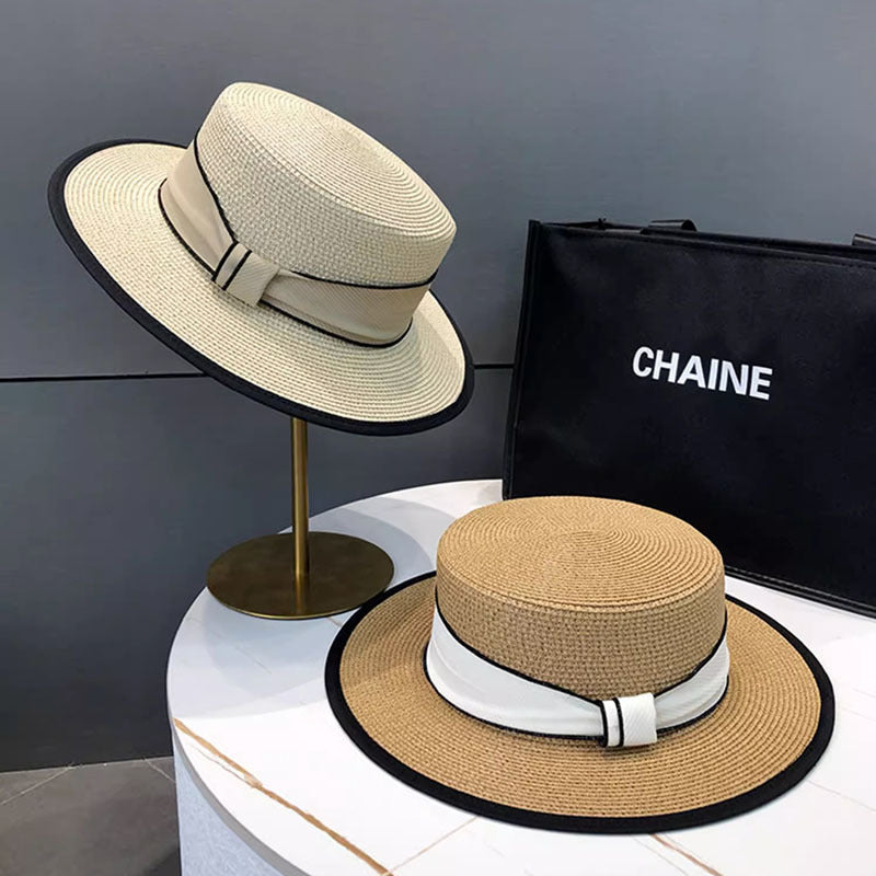 Elegante sombrero de paja plano para el sol