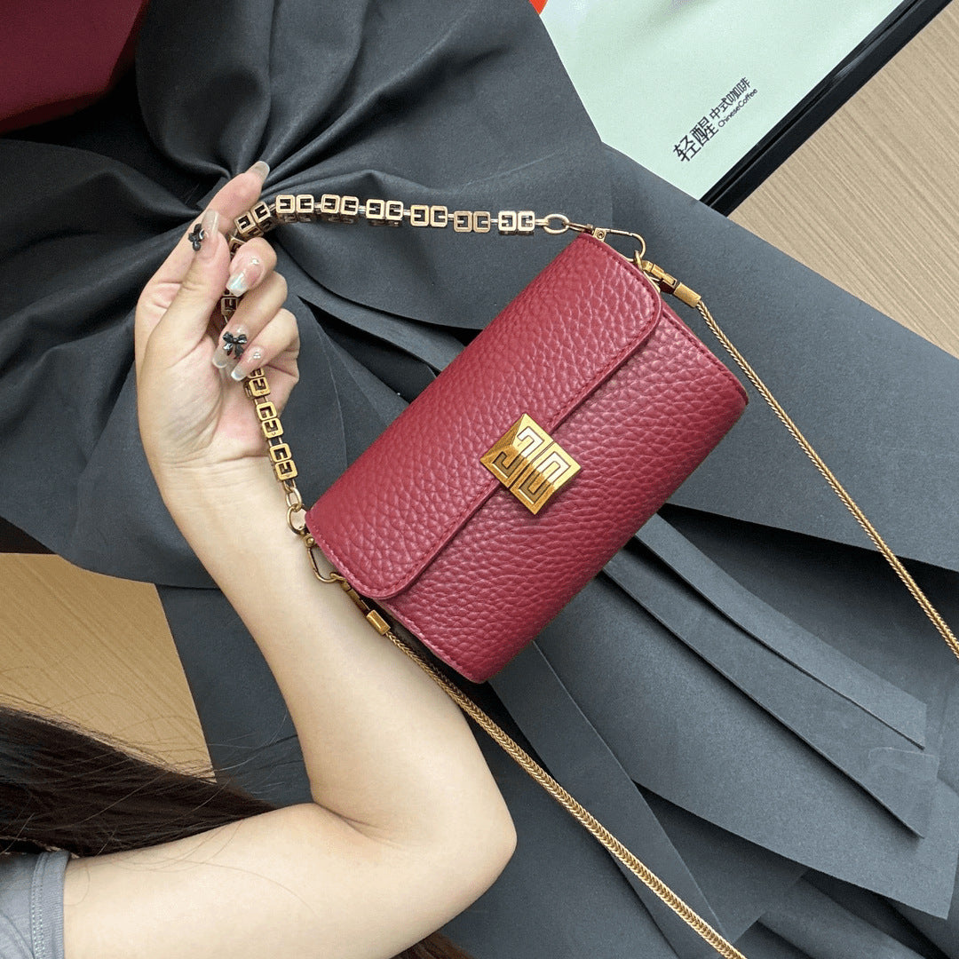 Women Metal Chain Mini Square Bag in PU Leather