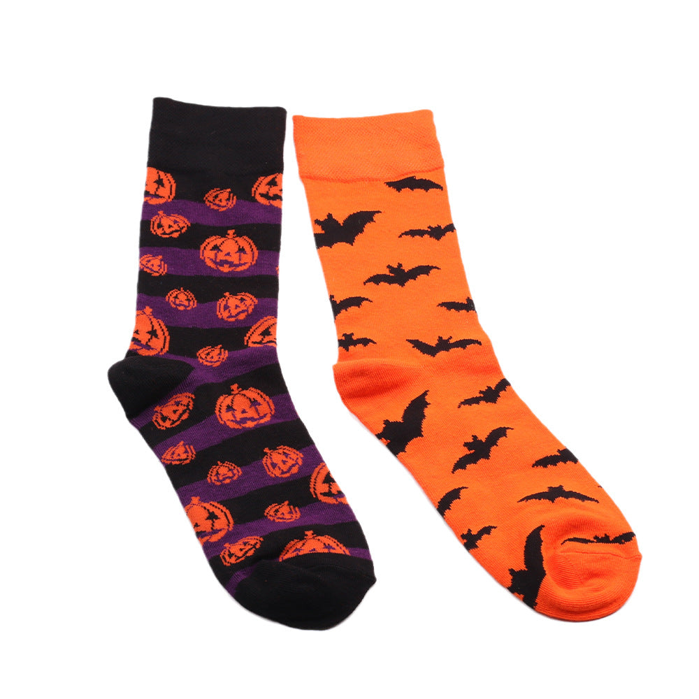 Calcetines creativos y divertidos de Halloween con forma de calabaza, diablo y murciélago
