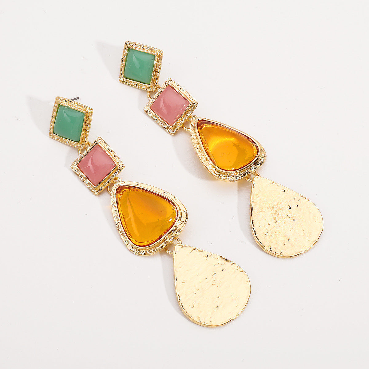 Women Fashion Irregular Geometric Earrings - Stylish Alloy Resin Statement Jewelry