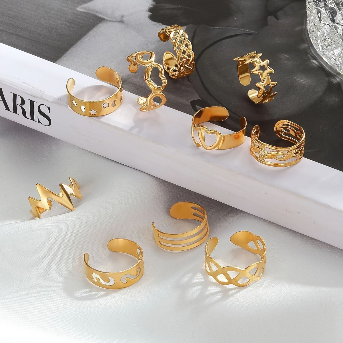 Conjunto de anillo para el dedo del pie con forma de estrella y luna de aleación retro a la moda para mujer