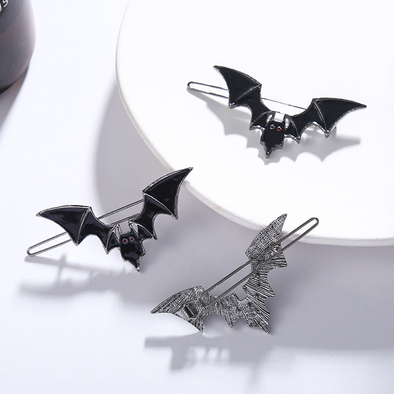 Horquillas de Halloween con diseño de murciélago negro y aceite de goteo para mujer