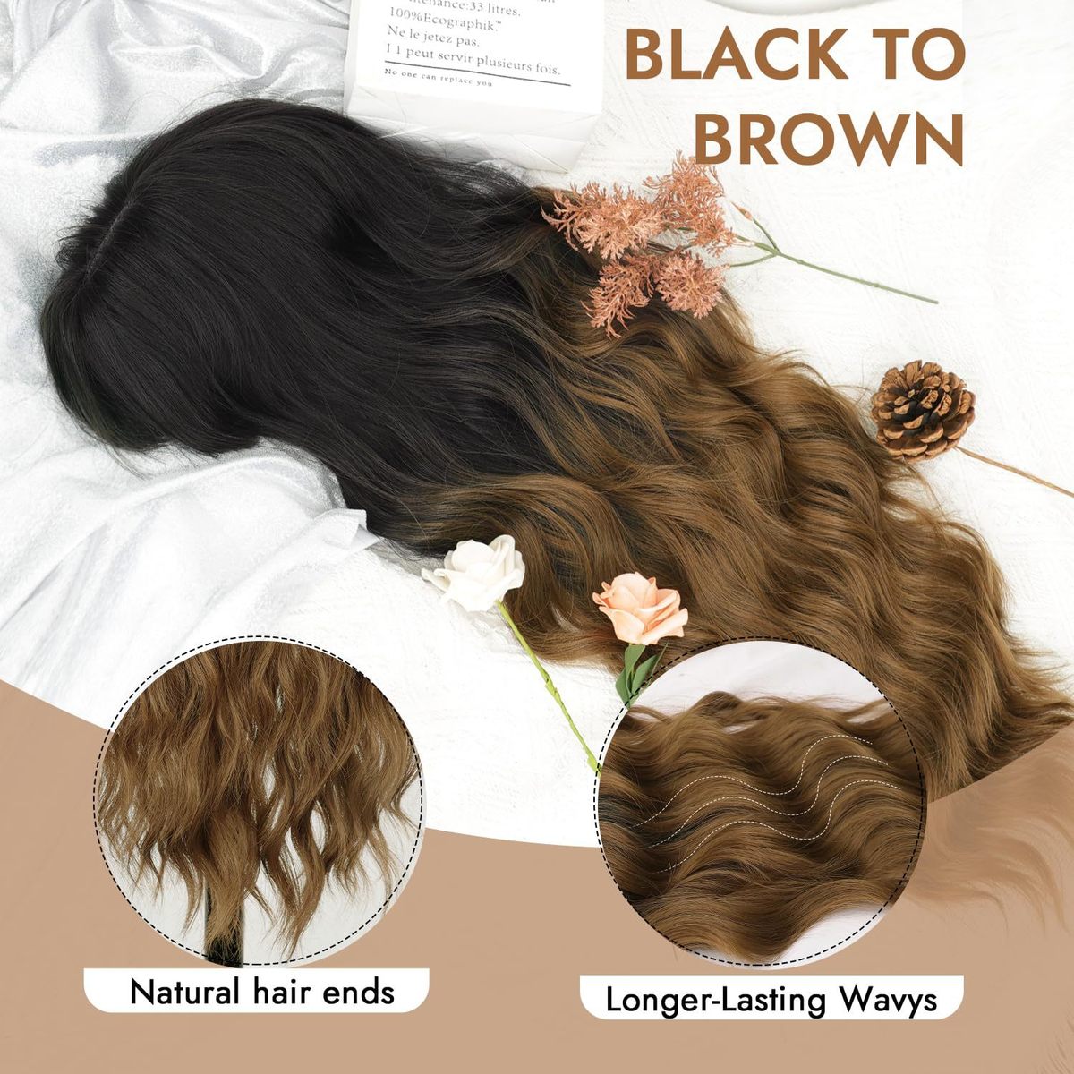 Women Fashion Bangs Gradient Long Curly Hair Wig