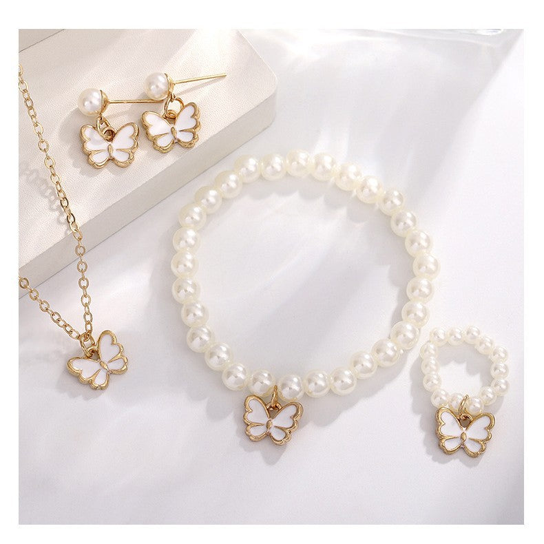 Women Fashion Elegant Bowknot Beads Jewelry Set