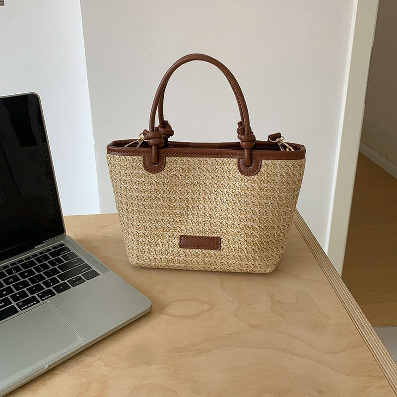 Bolso de paja tejido de verano para mujer con múltiples correas