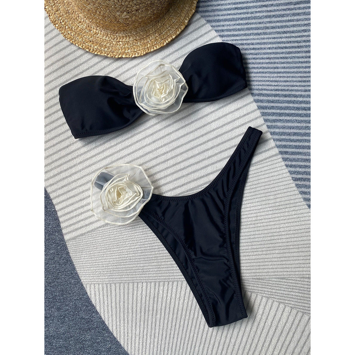 Women Fashion Sexy Floral Tube Top Bikini Swimsuit