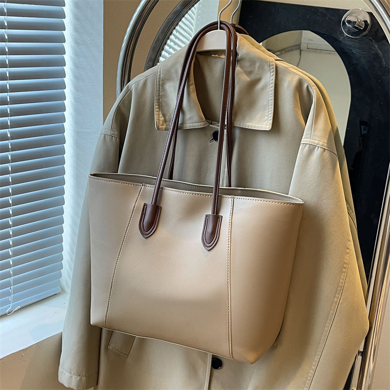 Bolso de mano informal, sencillo, de color sólido y gran capacidad para mujer