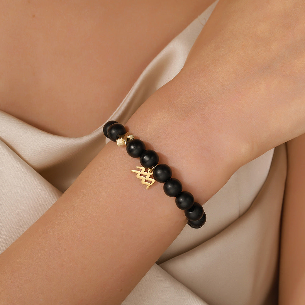 Fashion 12 Constellation Handmade Beaded Bracelet with Stainless Steel and Alloy