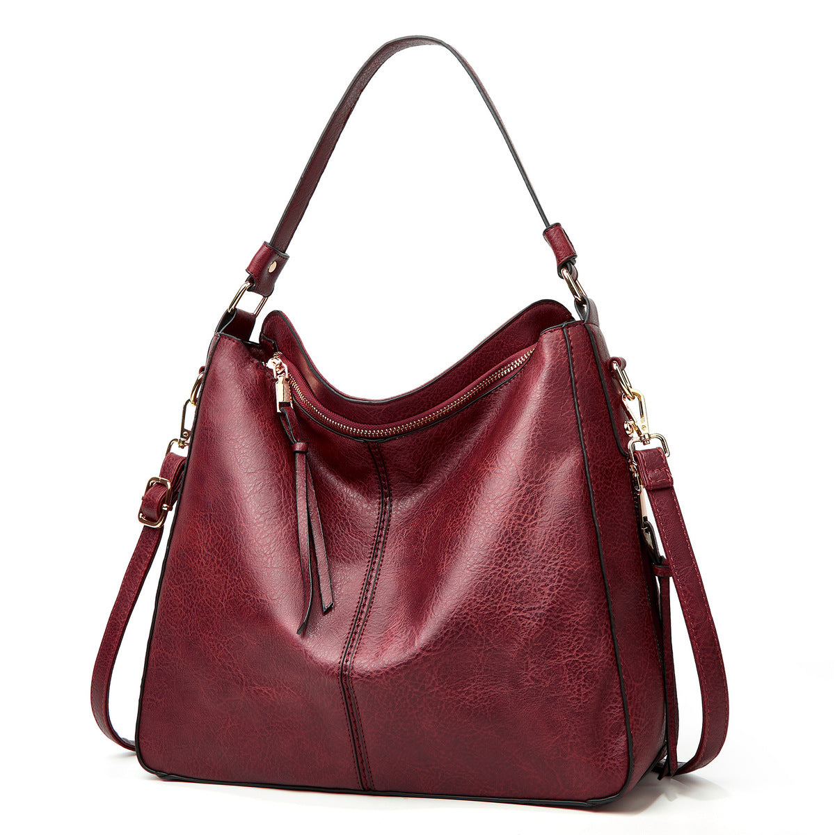 Women Solid Color Portable Large Capacity PU Handbag