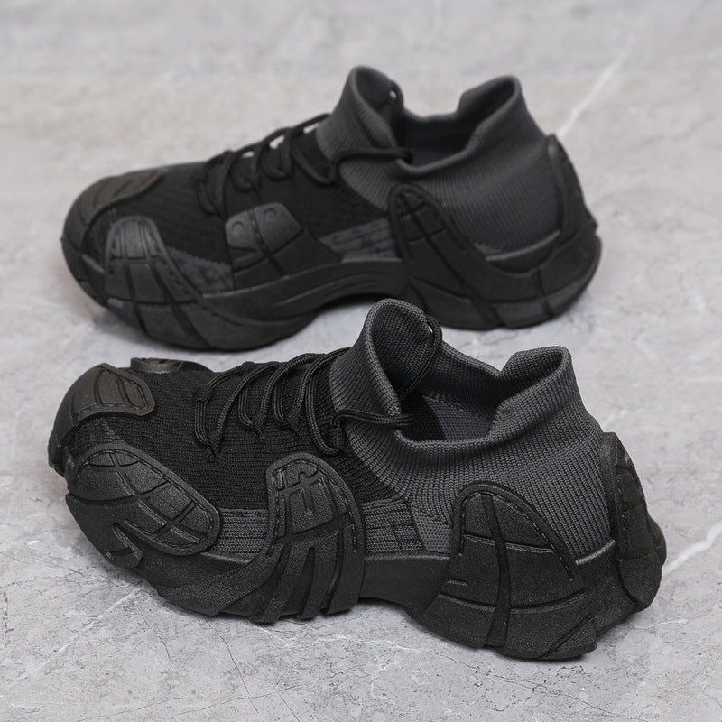 Zapatillas de plataforma informales para mujer, de moda, de punto, con tacón plano