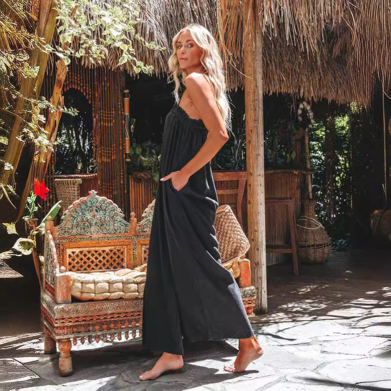 Mono informal de verano para mujer, color liso, para vacaciones
