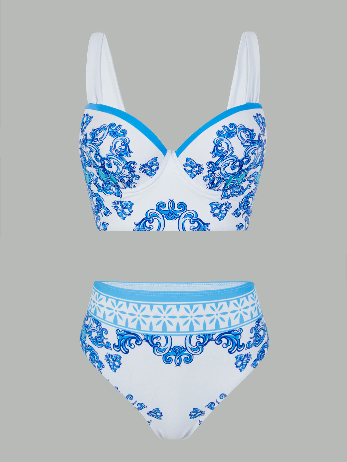 Conjunto de bikini de malla con estampado geométrico informal para mujer
