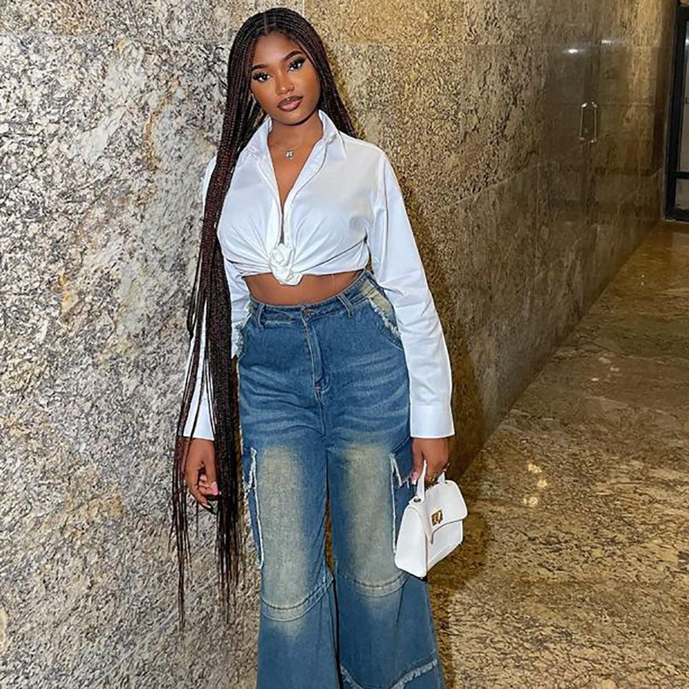 Jean vintage coupe droite et large pour femme