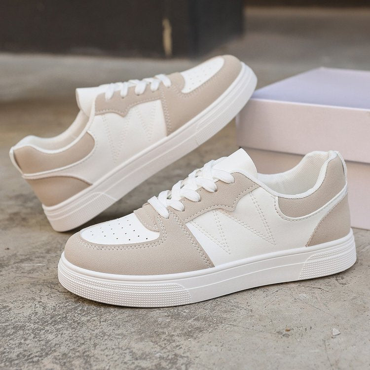 Zapatillas informales transpirables con contraste para mujer - Zapatos de punta plana