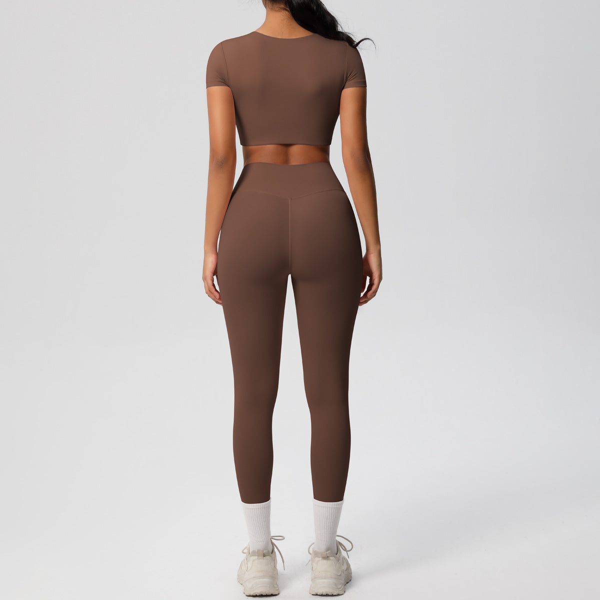 Ensemble de sport deux pièces de yoga pour femmes, couleur unie
