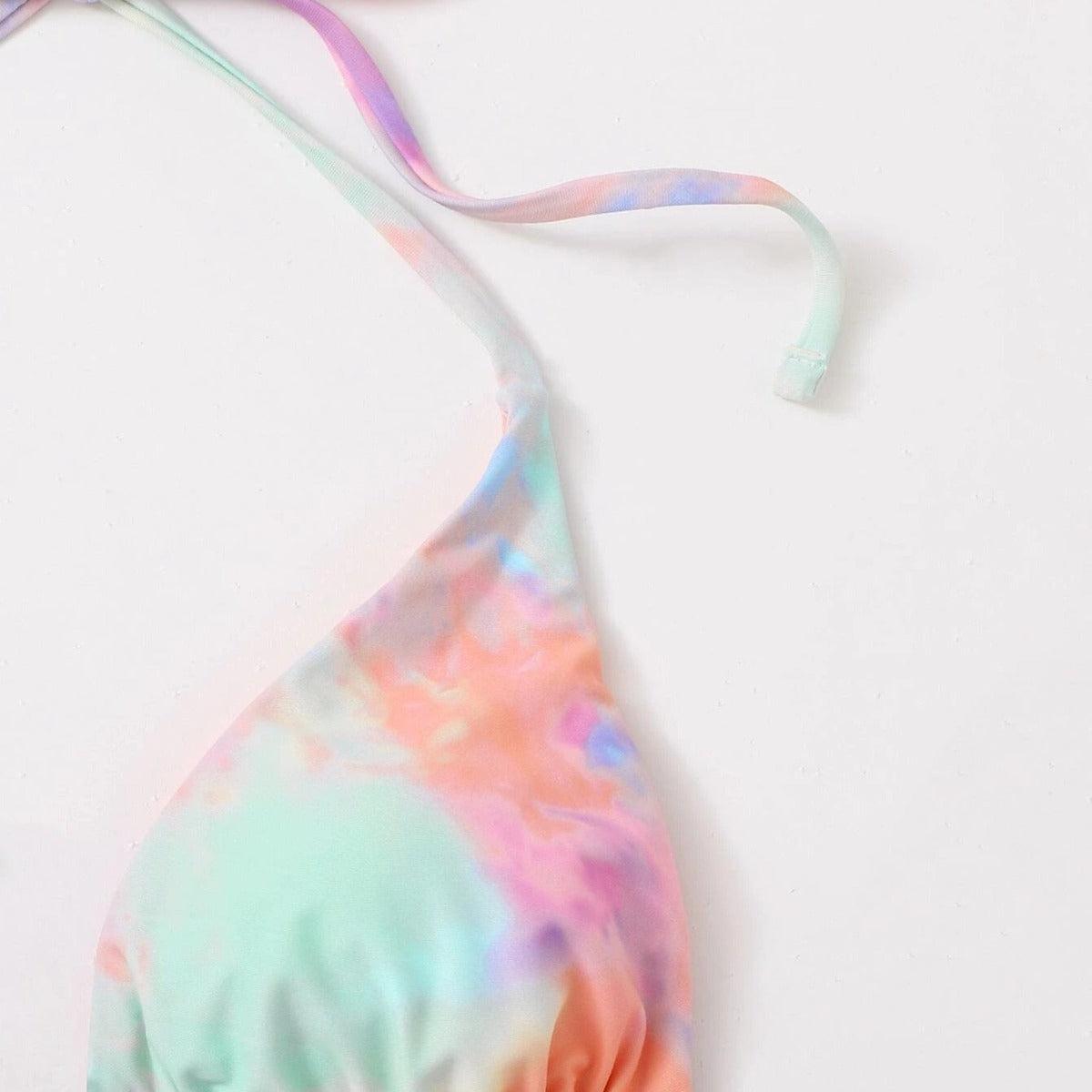 Conjunto de bikini de gasa con efecto tie-dye sexy para mujer
