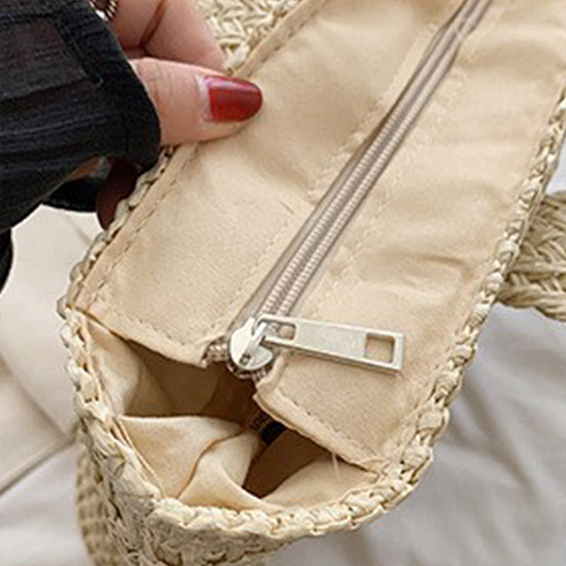 Seaside Beach Vacation Woven Straw Tote Bag Large Capacity