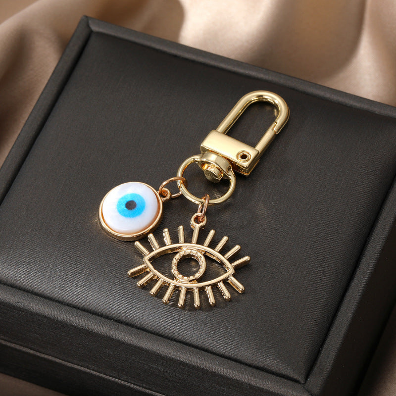 Women Fashion White Shell Devil Eye Key Chain