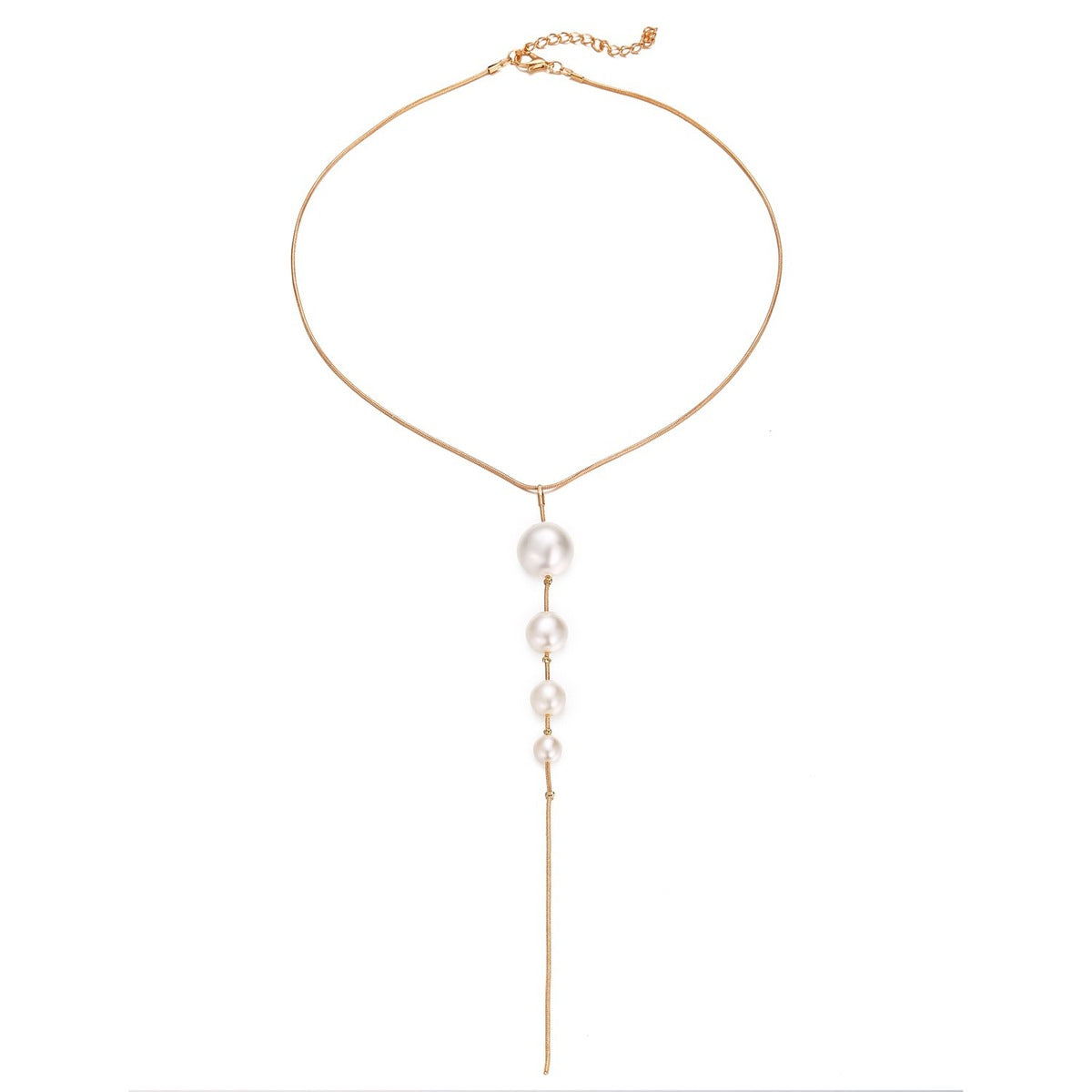 Elegante collar con colgante de borla de perlas de imitación para mujer con cadena de ondas de agua