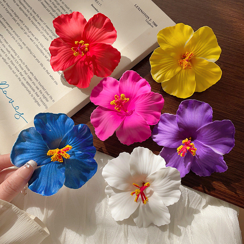 Accesorios para el cabello de playa con flores de tela de moda para mujer