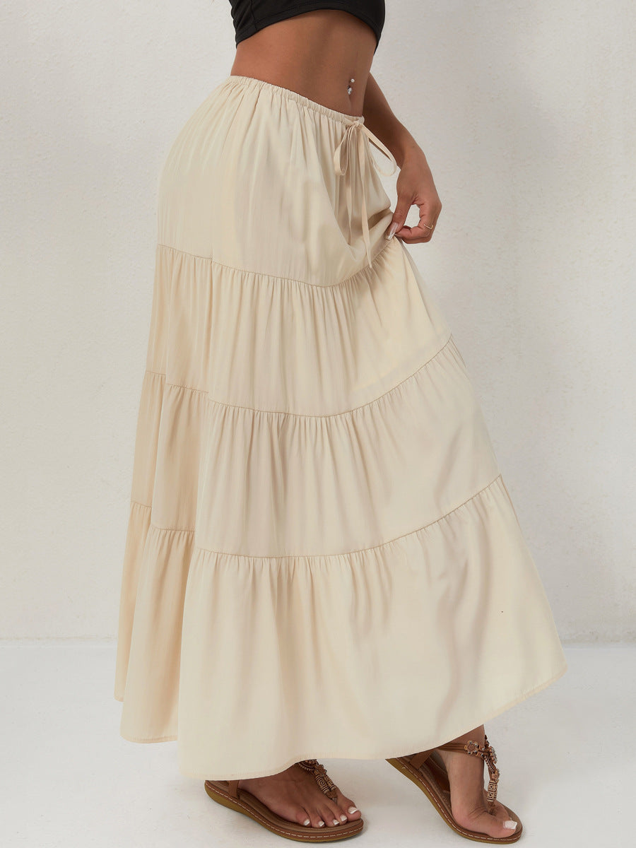 Women Fashion Solid Color Printed High Waist Skirt