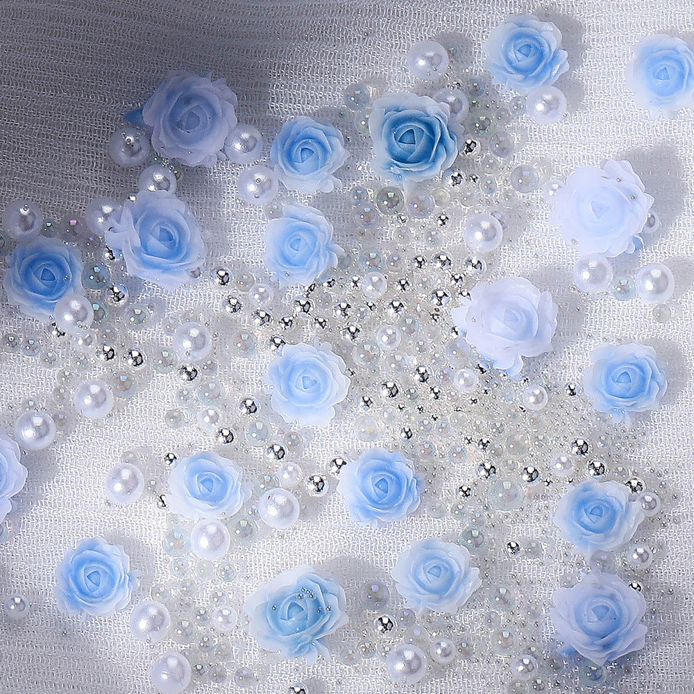 Décoration d'ongles créative en résine florale tridimensionnelle pour femmes, motif rose