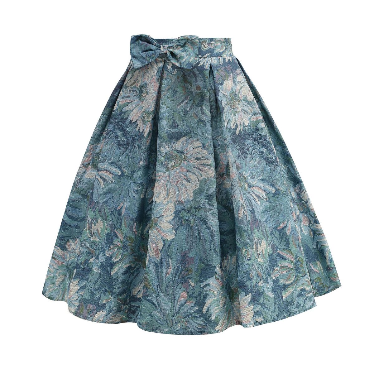 Falda plisada con lazo y estampado floral elegante para mujer