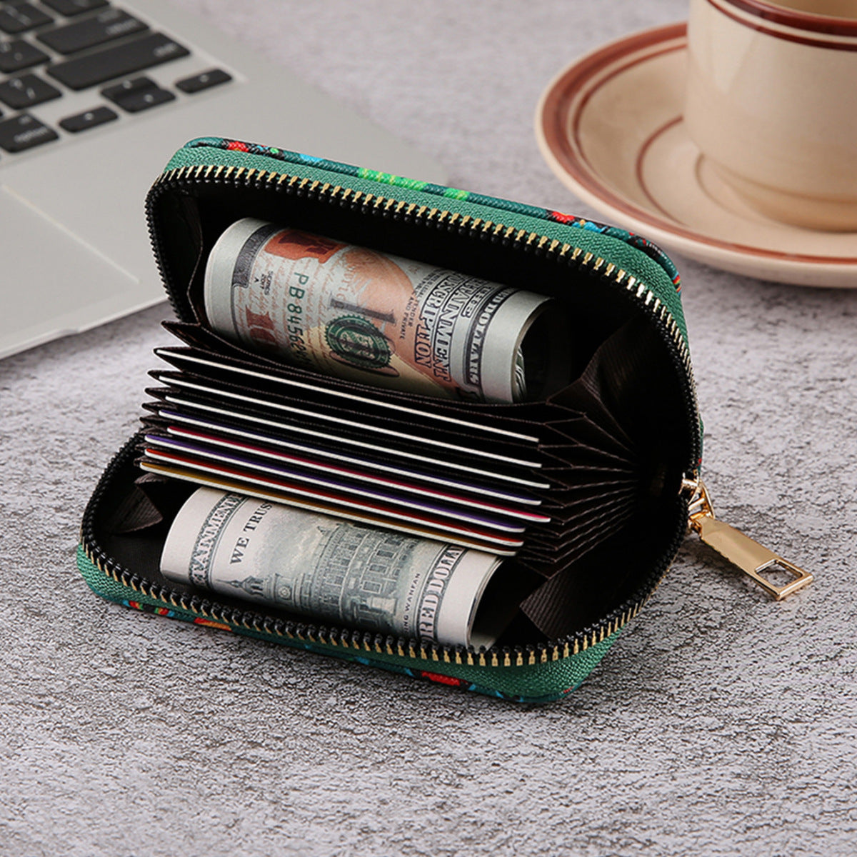 Halloween Women Cartoon Multicolor Skull Zipper Wallet