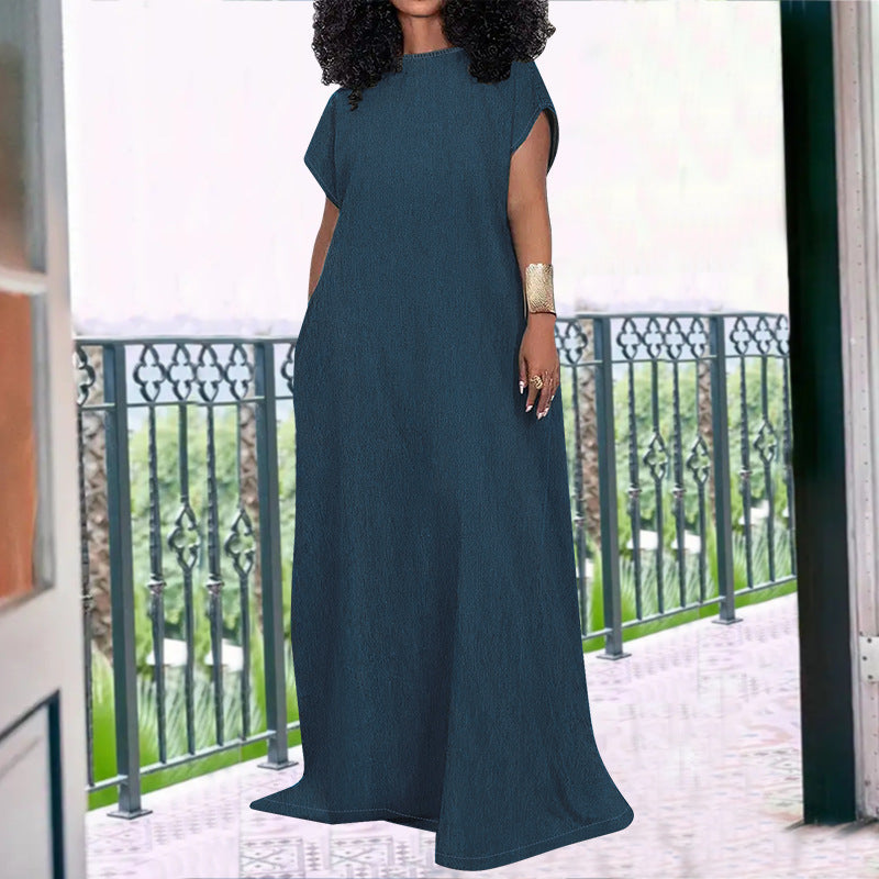 Robe en jean sans manches, dos nu, décontractée, grande taille, simple et tendance pour femmes