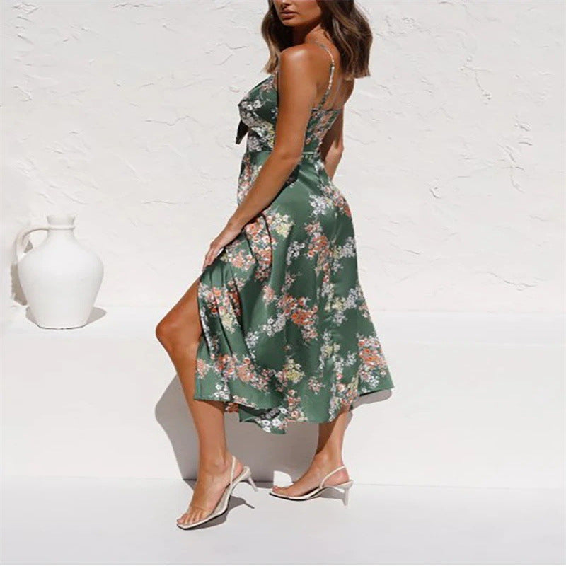 Women Casual Vacation Floral Print Maxi Dress
