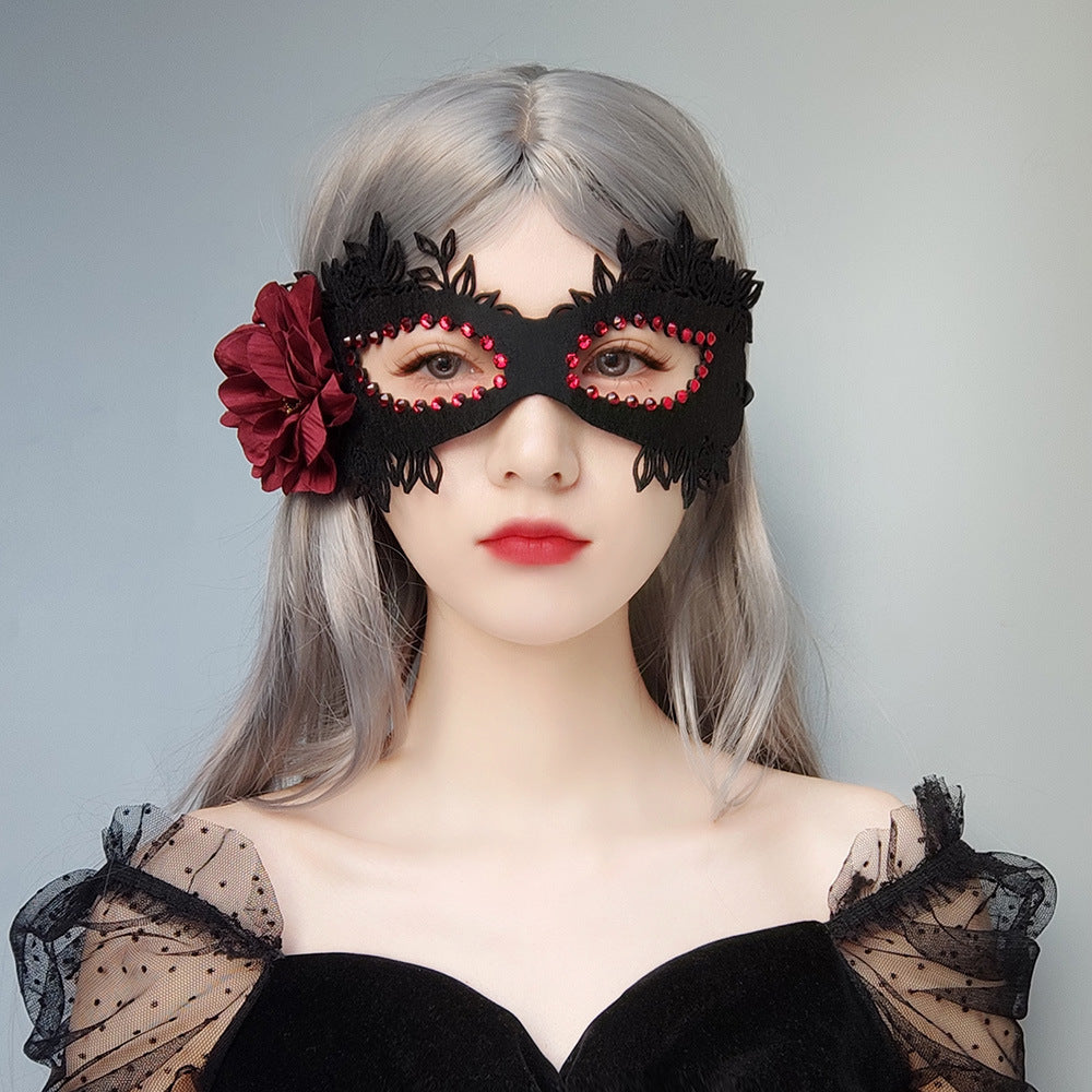Gothic Halloween Rose Mask Cloth One Size