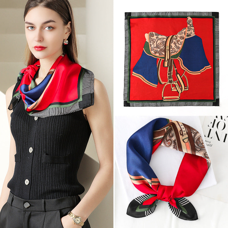 Bufanda cuadrada con estampado de doble cara de moda de verano para mujer
