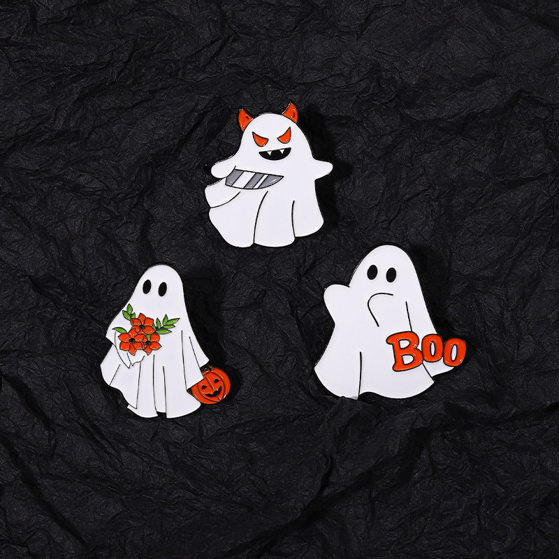 Halloween Women Fashion Funny Pumpkin Ghost Alloy Brooch