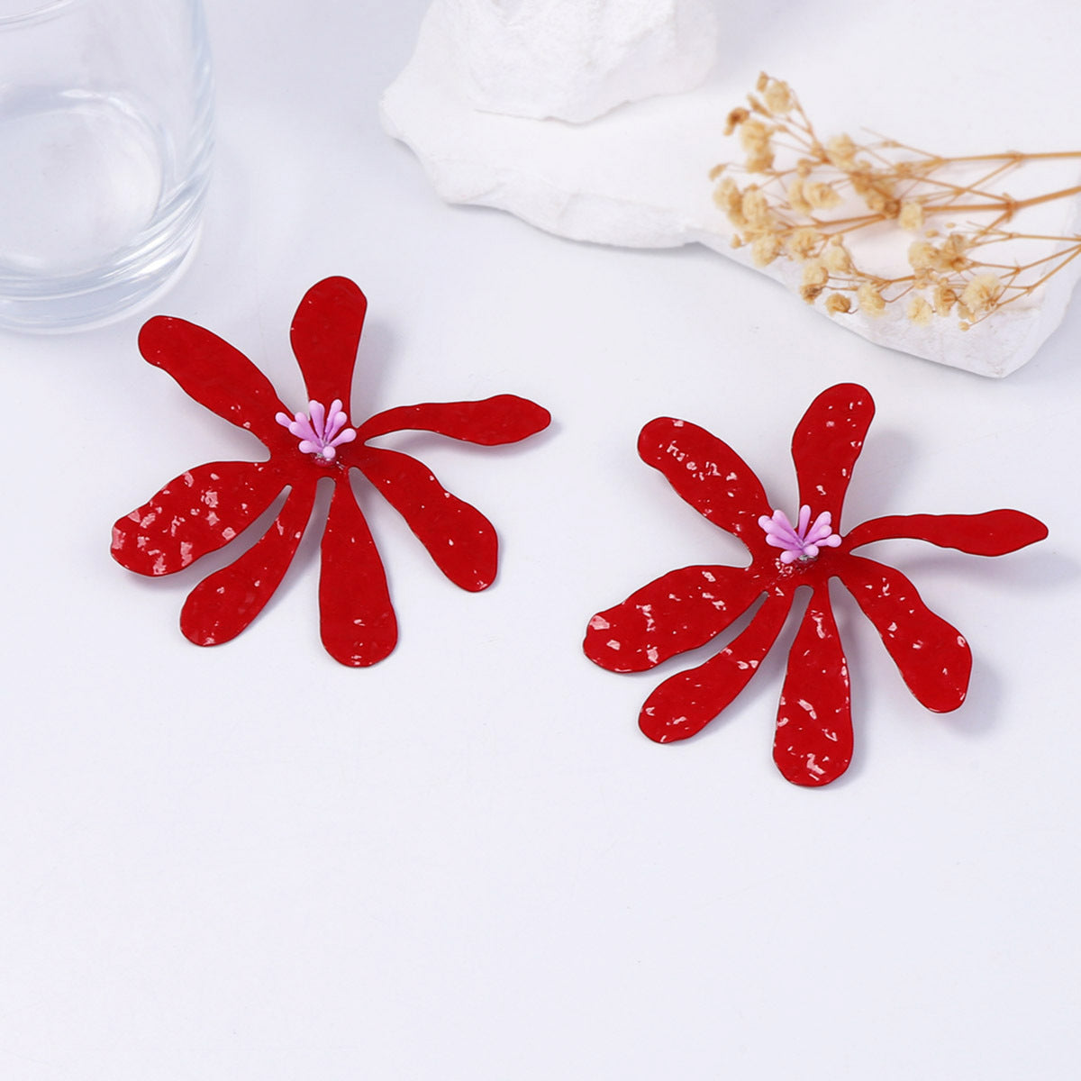 Personalized Exaggerated Metal Floral Earrings - Unique Flower Style Jewelry