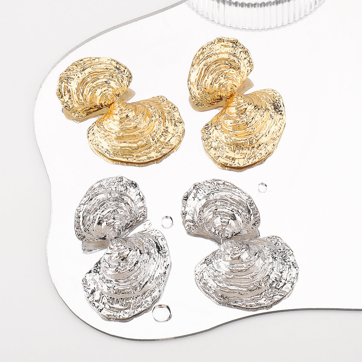 Personalized Geometric Alloy Shell Earrings