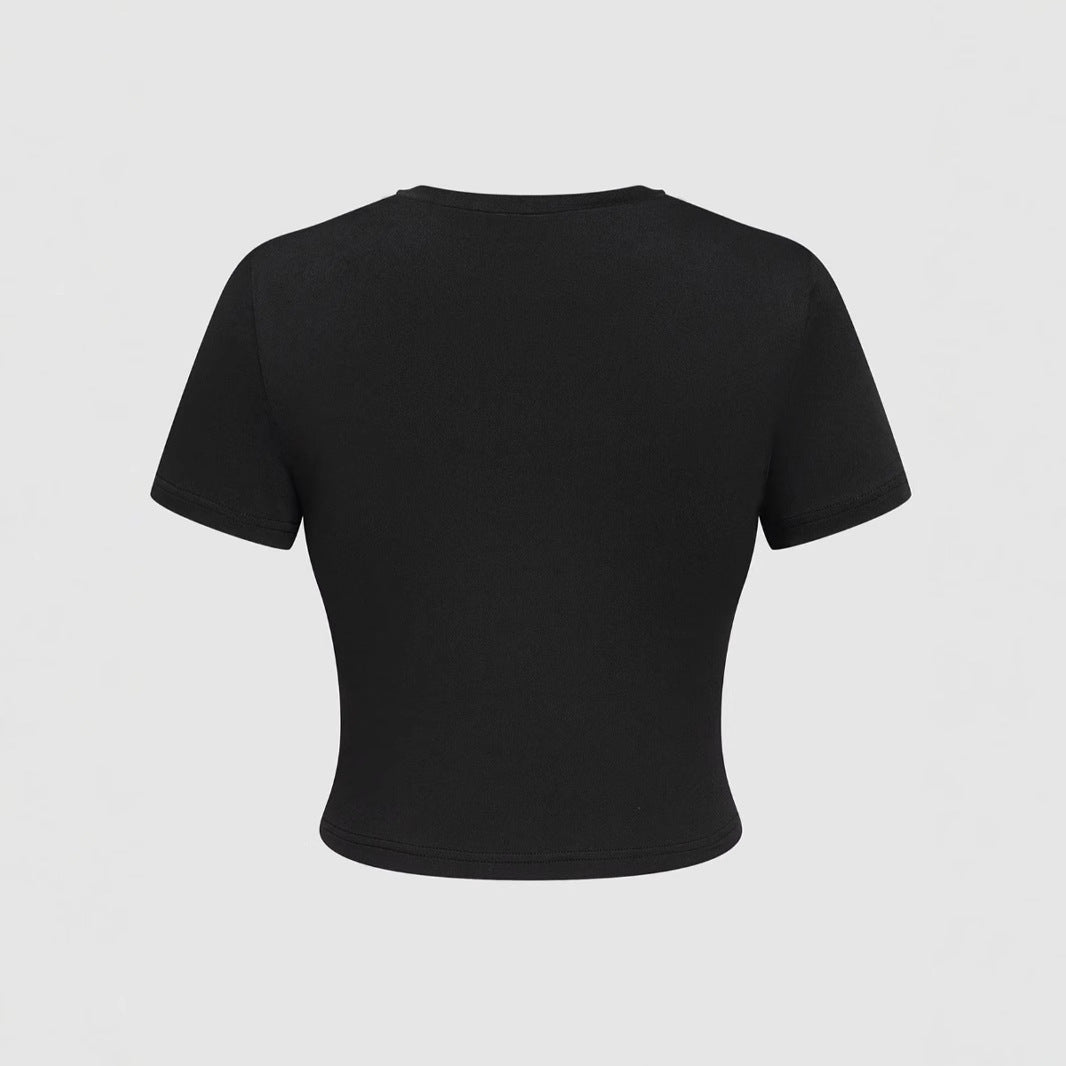 Women Fashion Short Sleeve Letter Printed T-Shirt Polyester Crewneck