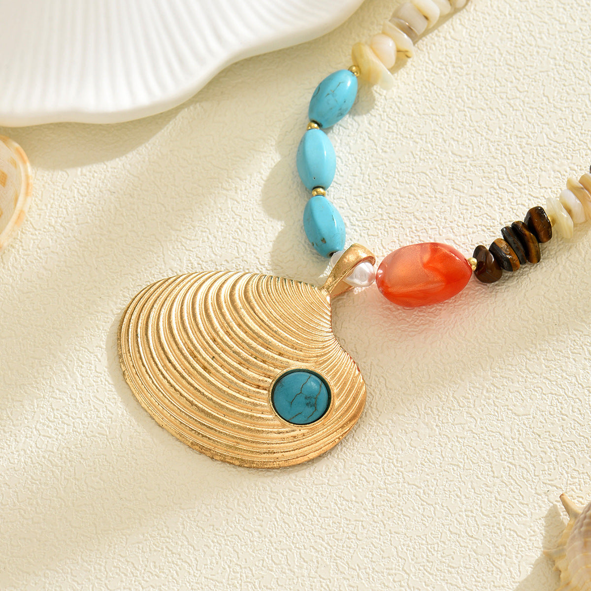 Bohemian Beaded Shell Sea Pendant Necklace